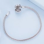 Strieborný náramok, ružový, 19 cm