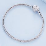 Strieborný náramok, ružový, 17 cm