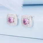 Strieborné dámske náušnice s fialovým kryštálom