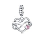 Strieborné kúzlo, srdce s mačičkou