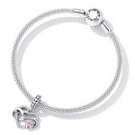 Strieborné kúzlo, srdce s mačičkou