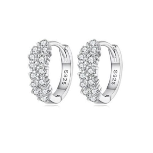 Strieborné náušnice s bielym kryštálom