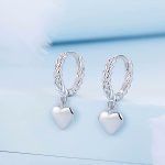 Ezüst fülbevaló, szív