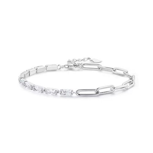 Ezüst karkötő, lánc és cirkóniumkristály