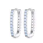 Ezüst fülbevaló, négyzet alakú, opál kék