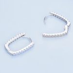 Ezüst fülbevaló, négyzet alakú, opál kék