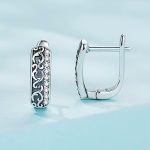 Ezüst fülbevaló, mintás vintage