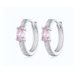 Strieborné náušnice s ružovým kryštálom