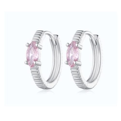 Strieborné náušnice s ružovým kryštálom
