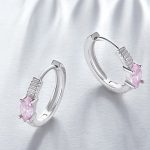 Strieborné náušnice s ružovým kryštálom