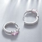 Strieborné náušnice s ružovým kryštálom