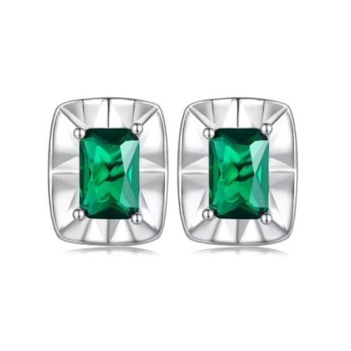 Ezüst fülbevaló, szögletes