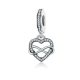 Ezüst charm, szív a végtelen jelével