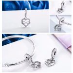 Ezüst charm, szív a végtelen jelével