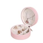 Šperkovnica na prívesky, prstene, náramky, retiazky, prenosná, kruhová, ružová