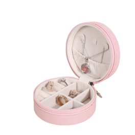   Šperkovnica na prívesky, prstene, náramky, retiazky, prenosná, kruhová, ružová