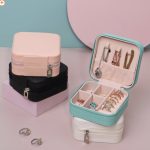 Šperkovnica na prívesky, prstene, náramky, retiazky, prenosná, modrá