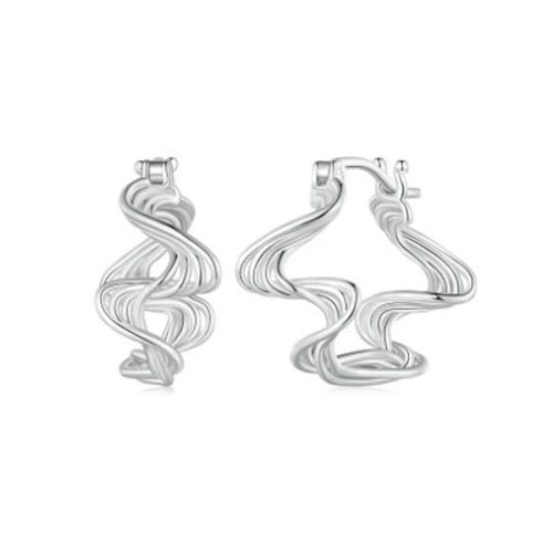Strieborné náušnice, abstraktný twist