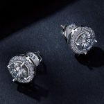 Strieborné náušnice, moissanit, zirkón