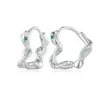 Strieborné náušnice, srdce s hadom