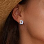 Strieborné náušnice, mačka s mesiacom