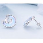 Strieborné náušnice, mačka s mesiacom