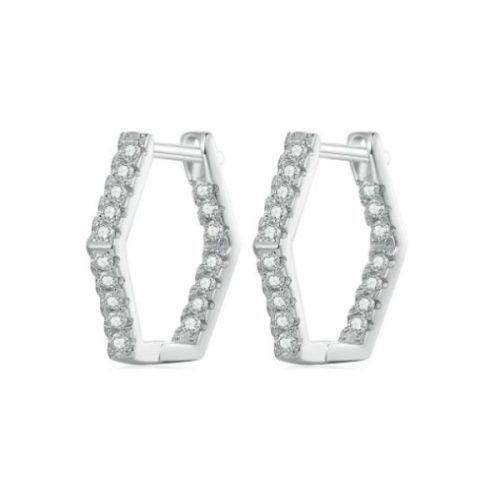 Strieborné náušnice, šesťhran