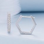 Strieborné náušnice, šesťhran