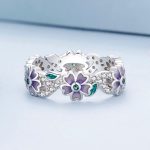 Strieborný prsteň, fialový kvietok, veľkosť 7