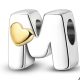 Strieborný list so srdiečkom, písmeno M