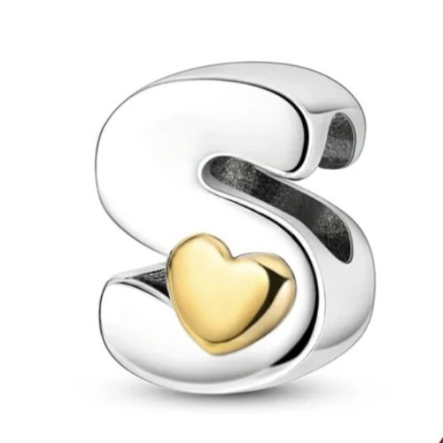 Strieborný list so srdiečkom, písmeno S