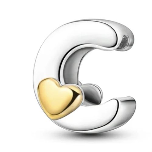 Strieborný list so srdiečkom, písmeno C