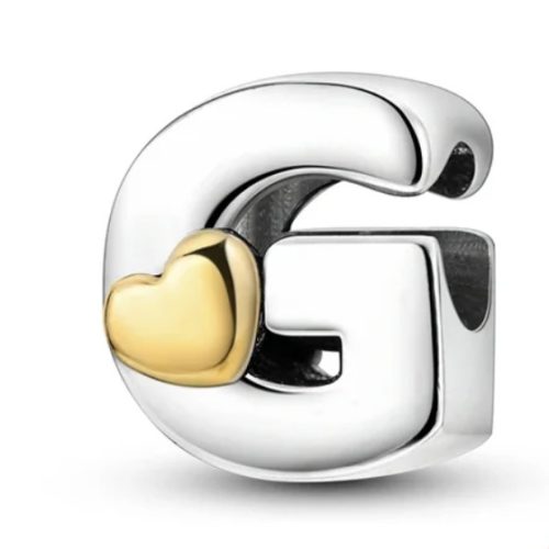 Strieborné písmeno so srdiečkom, písmeno G