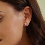 Ezüst fülbevaló, virág