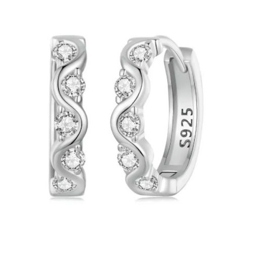 Ezüst fülbevaló hullámos mintával