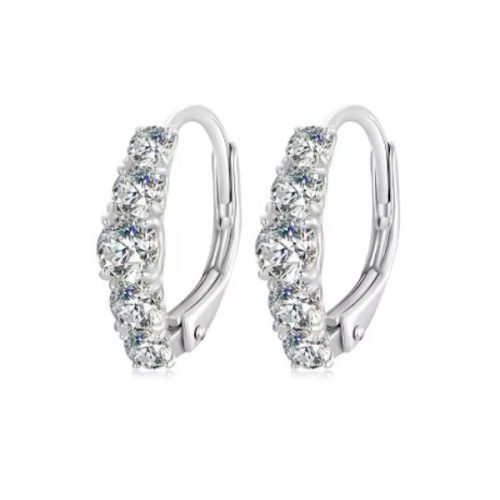 Ezüst fülbevaló, moissanit