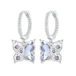 Strieborné náušnice, motýľ