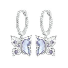 Strieborné náušnice, motýľ