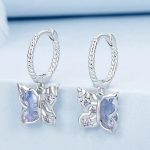 Strieborné náušnice, motýľ