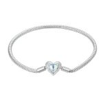 Strieborný náramok s mesačným kameňom, 17 cm