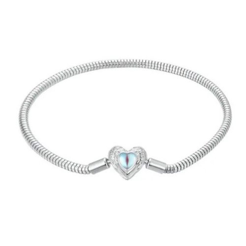 Strieborný náramok s mesačným kameňom, 19 cm