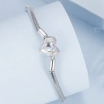 Strieborný náramok s mesačným kameňom, 17 cm