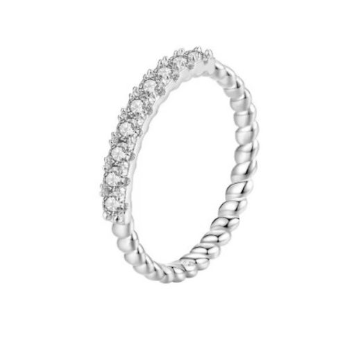 Ezüst gyűrű moissanitkristállyal, 6-os méret