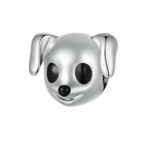 Ezüst charm, kutyafej