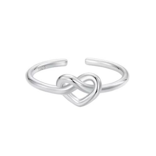 Ezüst gyűrű szívvel, nyitott