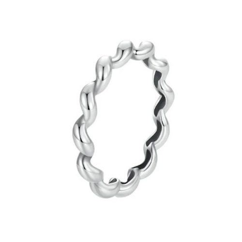 Strieborný prsteň, točený, veľkosť 7