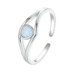   Strieborný prsteň s modrým srdiečkom, nastaviteľná veľkosť