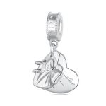 Strieborné kúzlo, srdce s mašľou