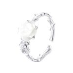 Strieborný prsteň s ružou, nastaviteľná veľkosť