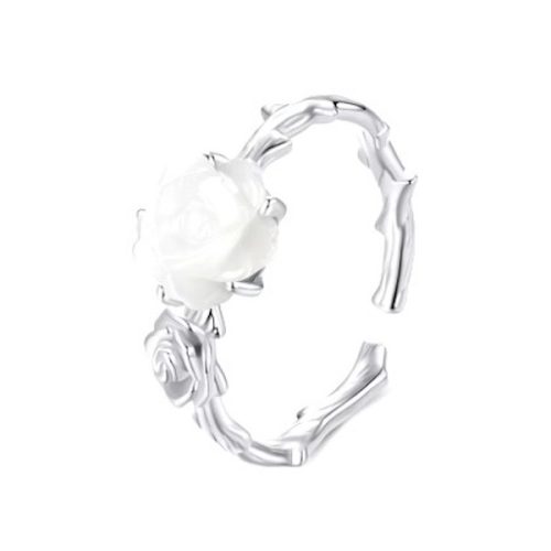 Strieborný prsteň s ružou, nastaviteľná veľkosť